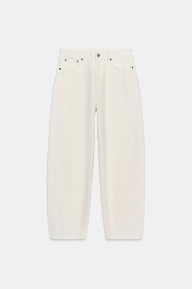 JEANS ZW COLLECTION TAPERED MID-WAIST - White by Zara - Image 4
