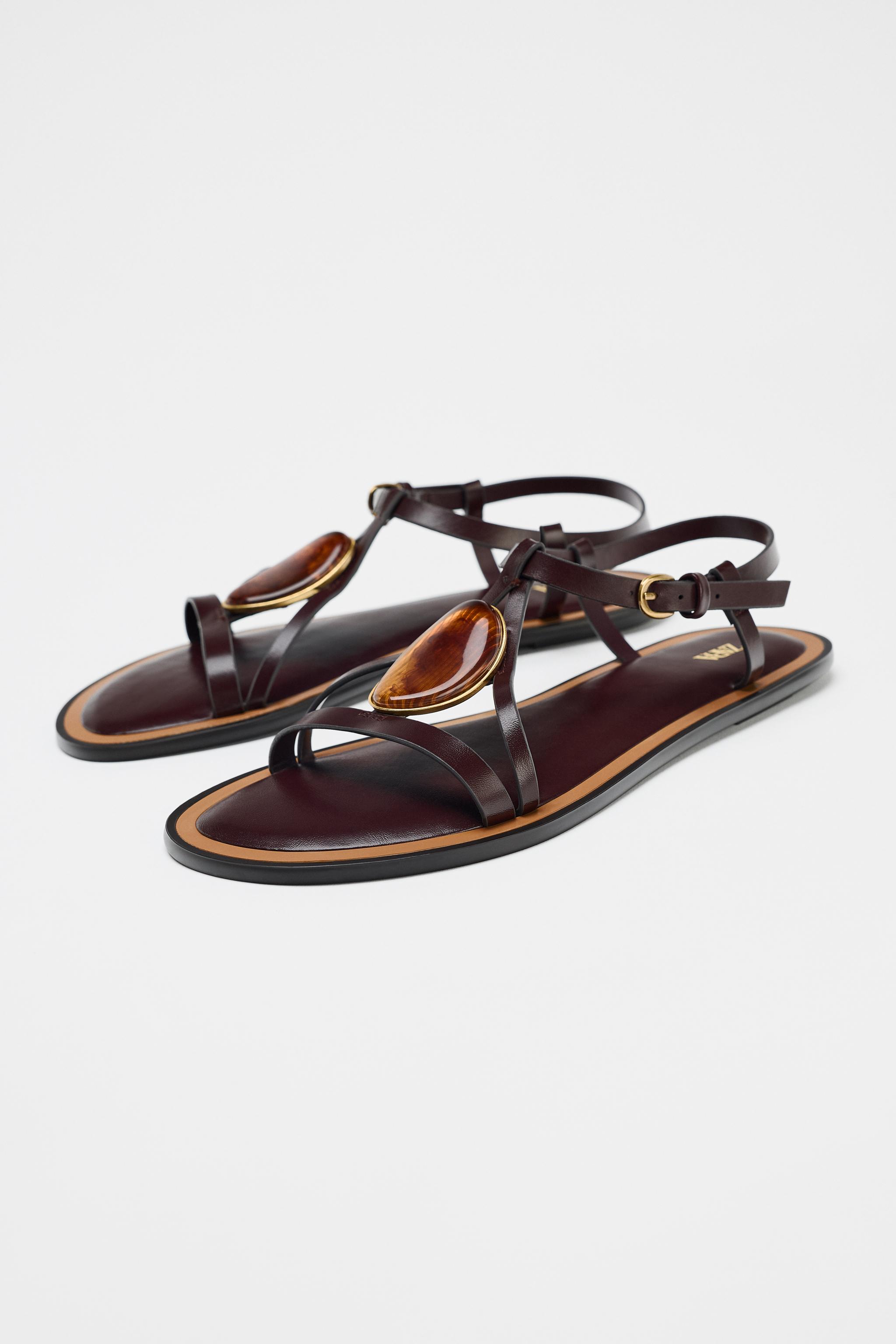 SANDALS WITH METALLIC APPLIQUÉ