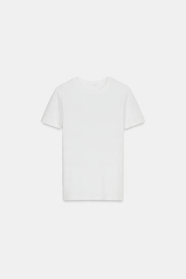 MINIMAL SHORT SLEEVE T-SHIRT - Oyster-white by Zara