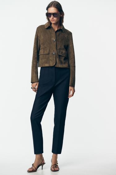 HIGH-WAIST TROUSERS - Navy blue by Zara
