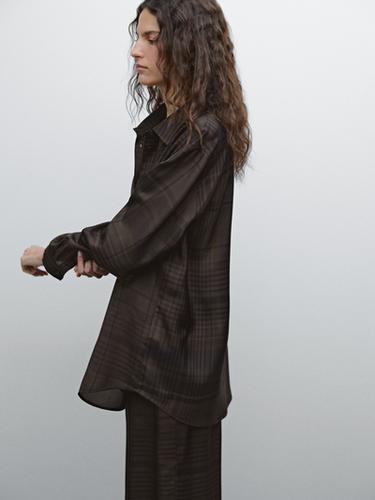 Zara Long check overshirt - Dark green
