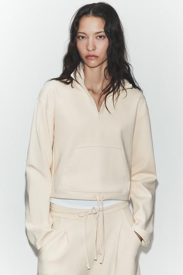 ТОЛСТОВКА ПОЛО ИЗ ИНТЕРЛОКА — ЦВЕТ СЛИВОЧНОГО МАСЛА от Zara