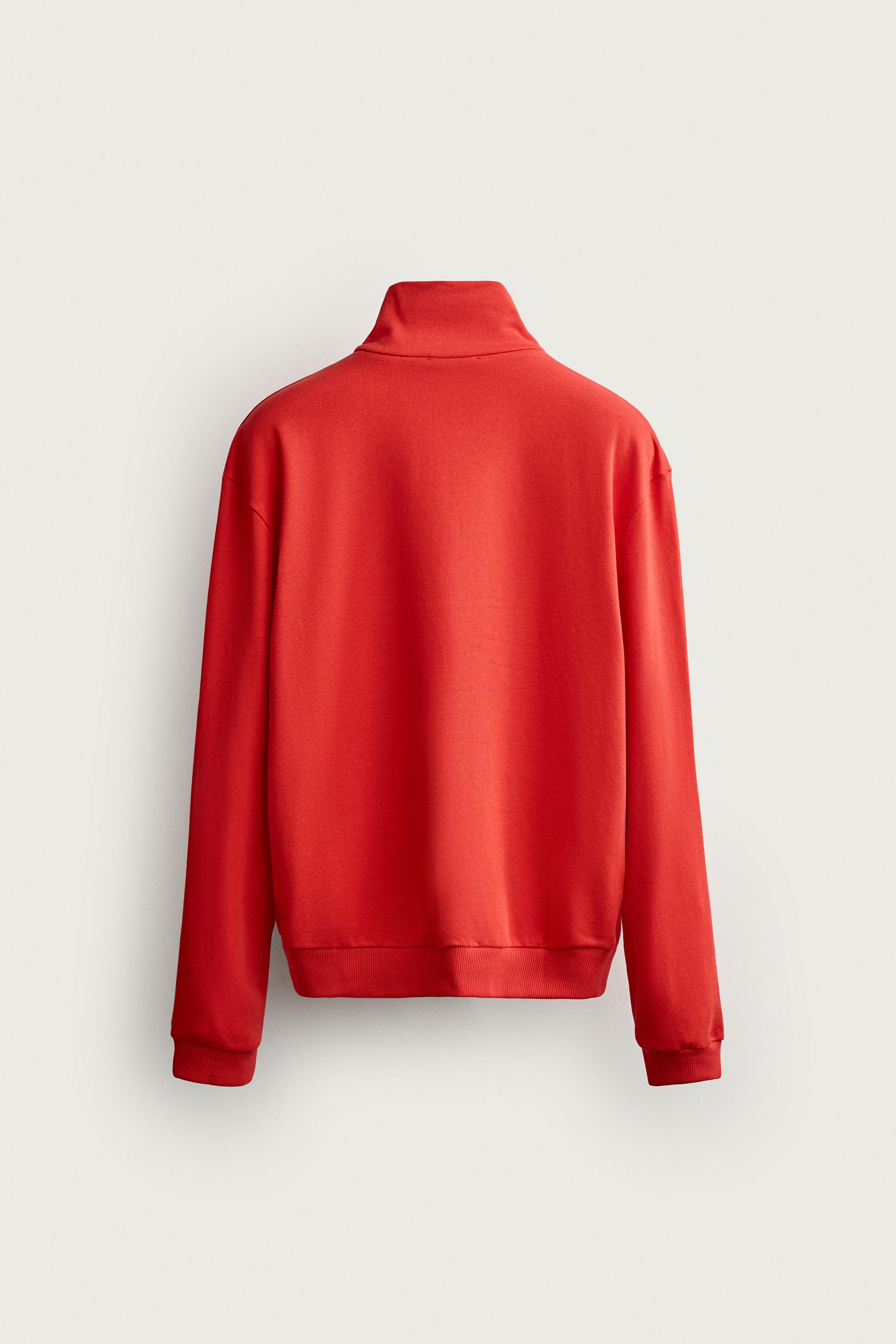 RELAXED FIT CONTRAST ZIP SWEATSHIRT - Blue | ZARA United States