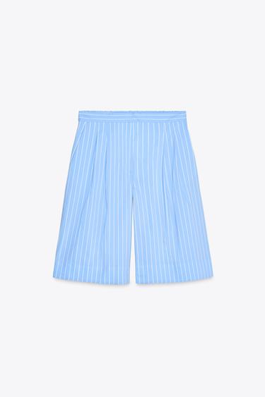 Zara BERMUDE NA PRUGE SA UŠICIMA ZW COLLECTION – plava / bela