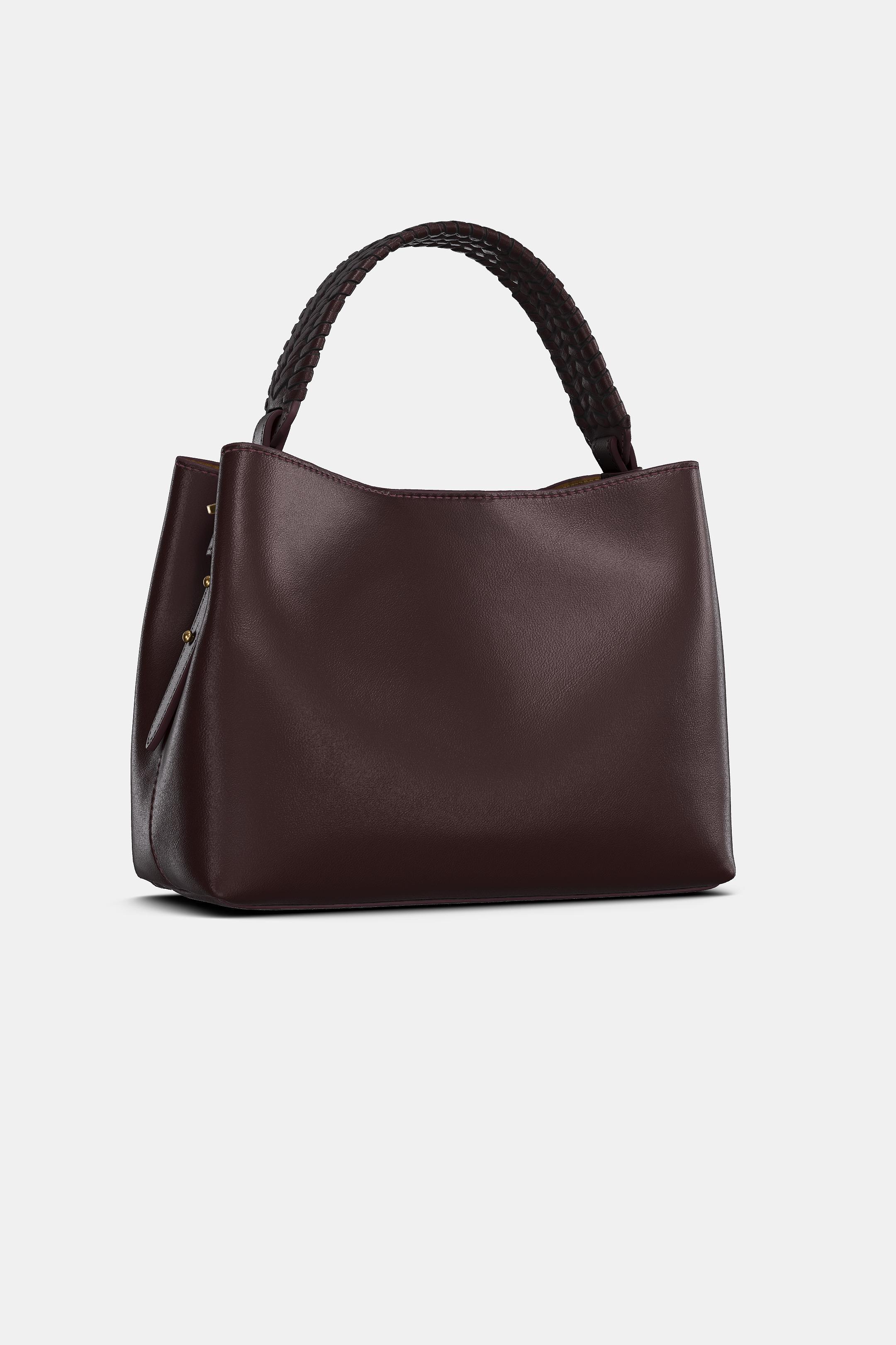 BRAIDED HANDLE BUCKET BAG - Burgundy Red by Zara