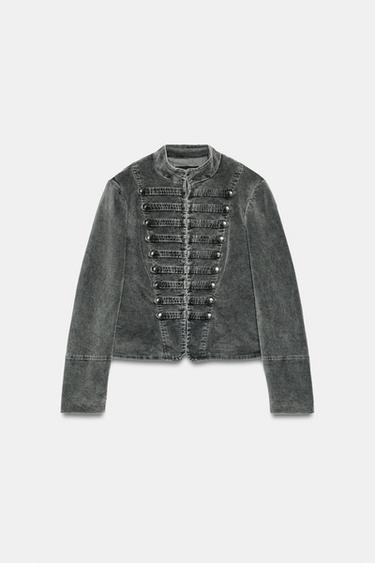 FITTED VELVET JACKET - Grey by Zara - Image 0