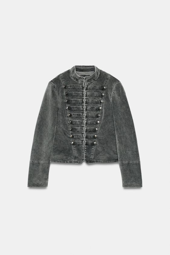 FITTED VELVET JACKET - Grey by Zara - Image 0