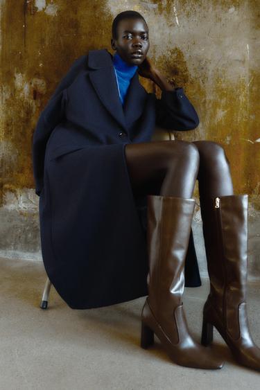 Zara 高筒靴縫線設計 - 棕色