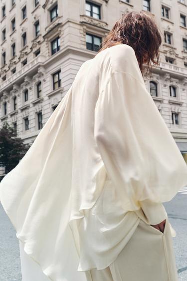 CHEMISE CAPE À NŒUD ZW COLLECTION - Écru de Zara - Image 3