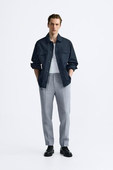 PANTALON 100 % LIN - Bleu clair de Zara - Image 0
