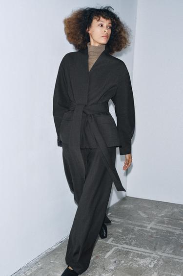 BLAZER KIMONO AVEC LAINE ZW COLLECTION - Gris foncé de Zara