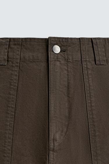 WASHED STRAIGHT-LEG TROUSERS - Brown by Zara