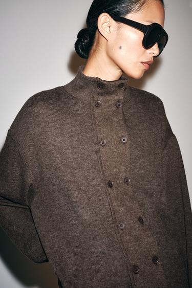 SOFT DOUBLE-BREASTED TOP — Chocolate 2