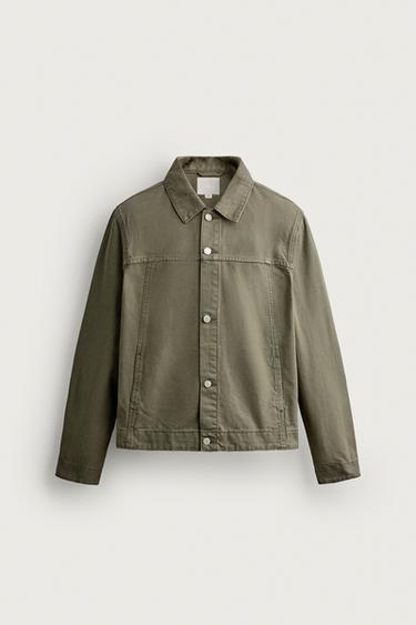 CAZADORA DENIM BÁSICA - Khaki de Zara