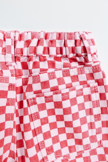 CHECK CULOTTES - Pink / White by Zara