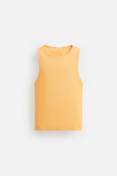 CAMISETA TANK RIB - Naranja de Zara