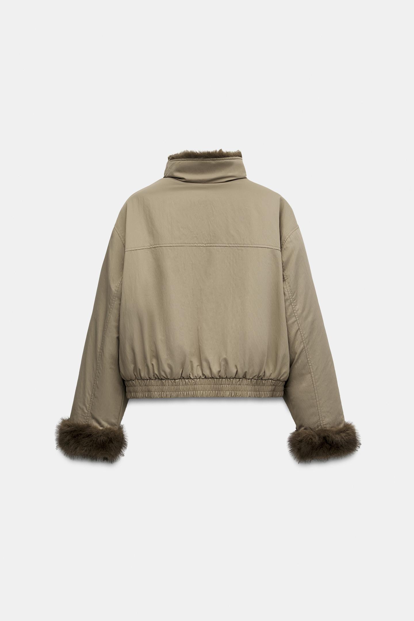 Женская куртка Zara Reversible Faux Fur, цвет: Рыжевато-коричневый — фото 9