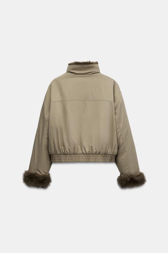VESTE RÉVERSIBLE EFFET FOURRURE - Marron clair de Zara - Image 8