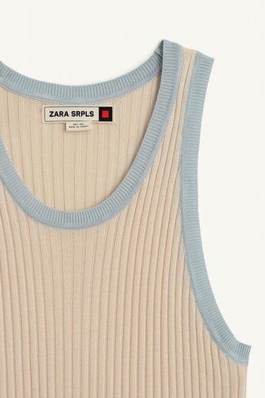 DÉBARDEUR EN MAILLE TP - Écru / Bleu de Zara - Image 6