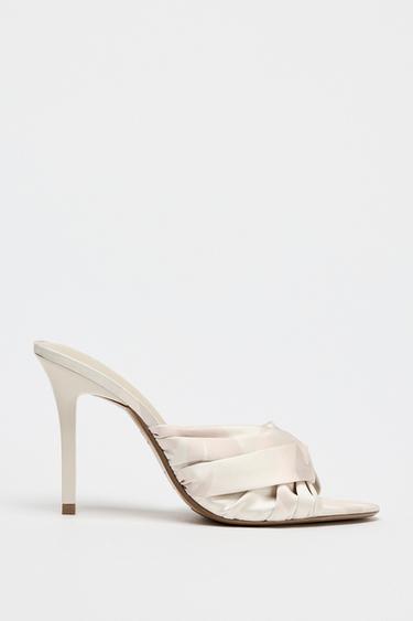 PRINTED SATIN EFFECT SANDALS - Ecru by Zara