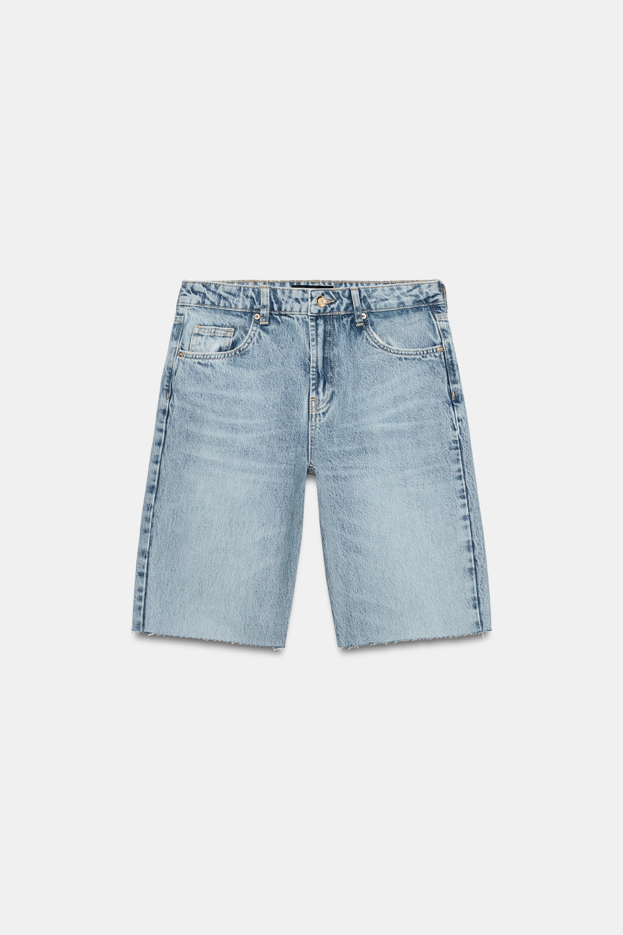 Zara Z1975 ORTA BEL DENIM BERMUDA görsel 7