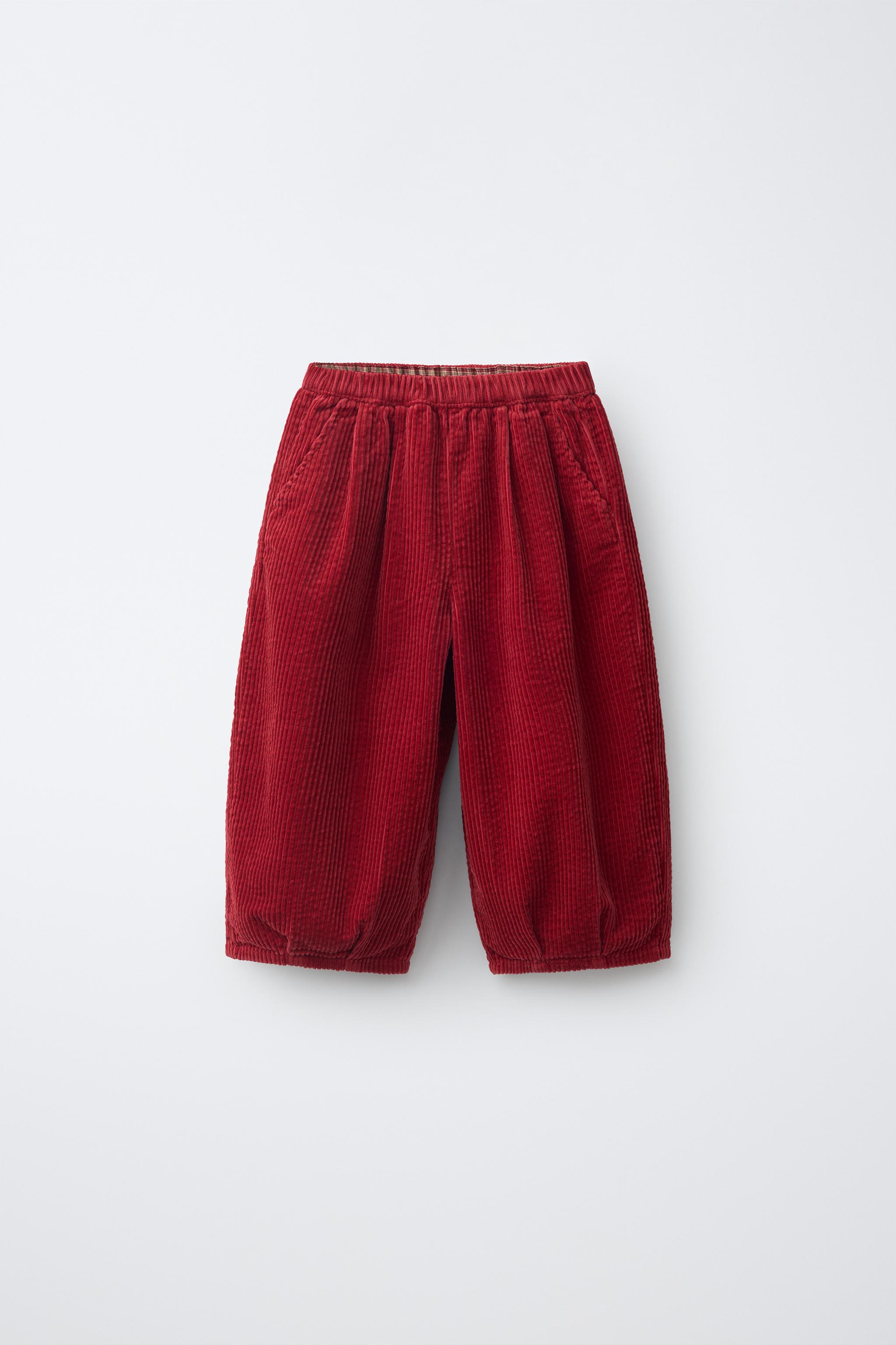 CORDUROY PLEATED BALLOON PANTS - Blue | ZARA Canada