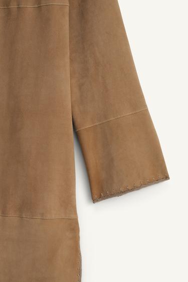 VESTE LONGUE EN CUIR DAIM 100 % ÉDITION LIMITÉE - Beige de Zara - Image 7
