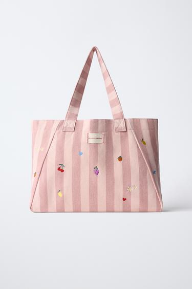 STRIPED FRUIT TOTE BAG - Multicoloured by Zara
