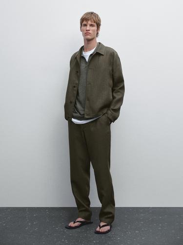 Zara 100% linen overshirt - Light mint green