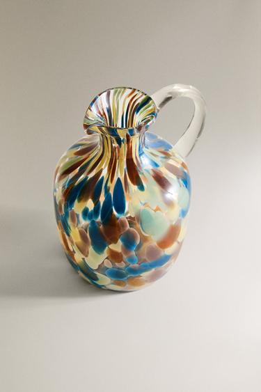 COLOURED GLASS JUG - Sand / Blue by Zara - Image 1