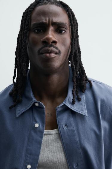 WASHED RELAXED FIT SHIRT - Blue marl by Zara