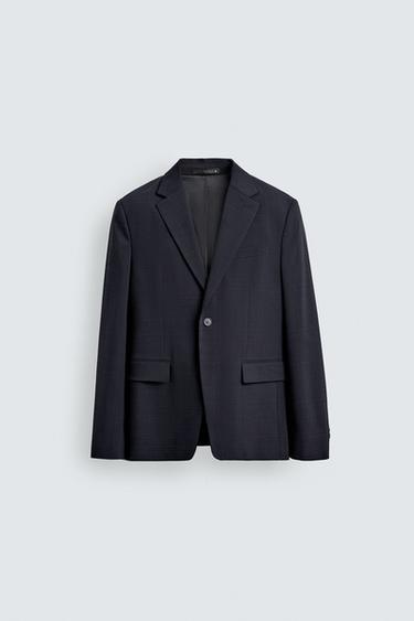 CHECK SUIT BLAZER - Navy blue by Zara