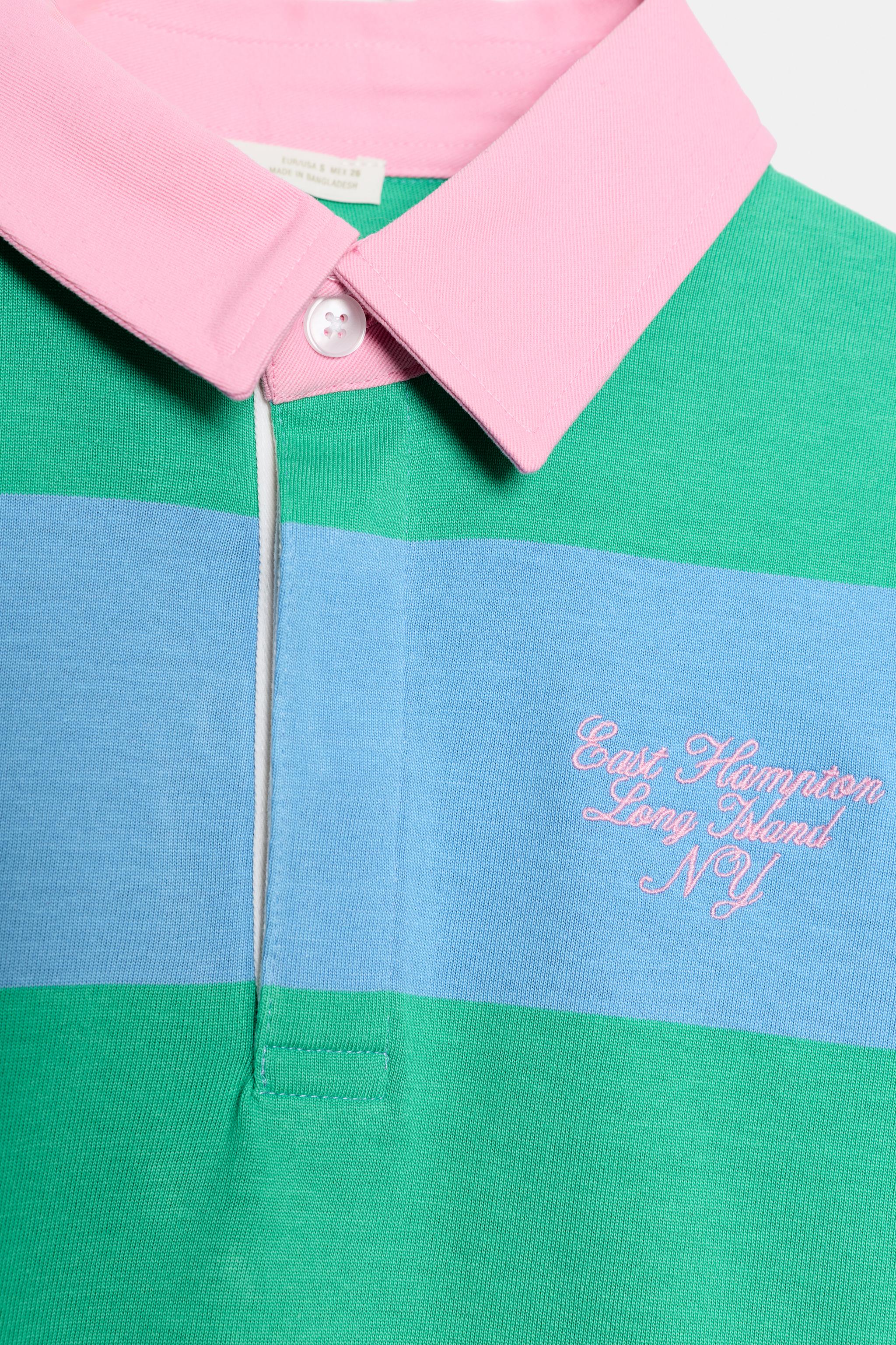 CONTRAST COLLAR STRIPED POLO SHIRT