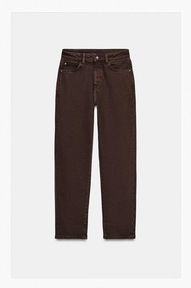 Z.01 HIGH-WAIST MOM FIT JEANS - Brown by Zara