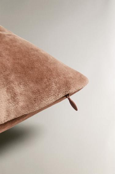 HOUSSE DE COUSSIN D'ÉDREDON EN VELOURS À CARREAUX - Rose de Zara - Image 3