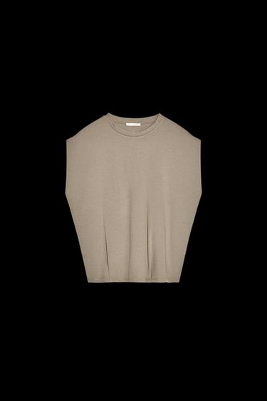 WASHED INTERLOCK T-SHIRT - Mink by Zara - Image 0
