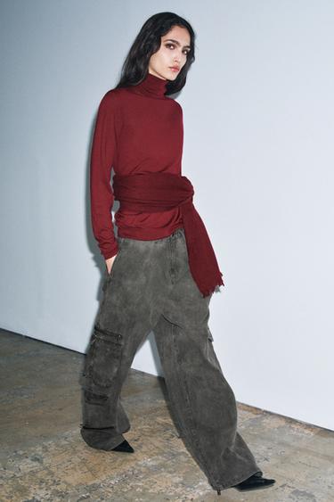 سترة صوفية بياقة مرفوعة - عقيقي الخاص بـ Zara