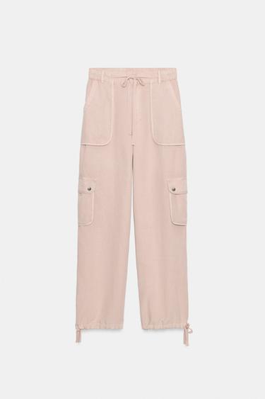 PANTALON CARGO EFFET DÉLAVÉ - Rose pâle de Zara - Image 4