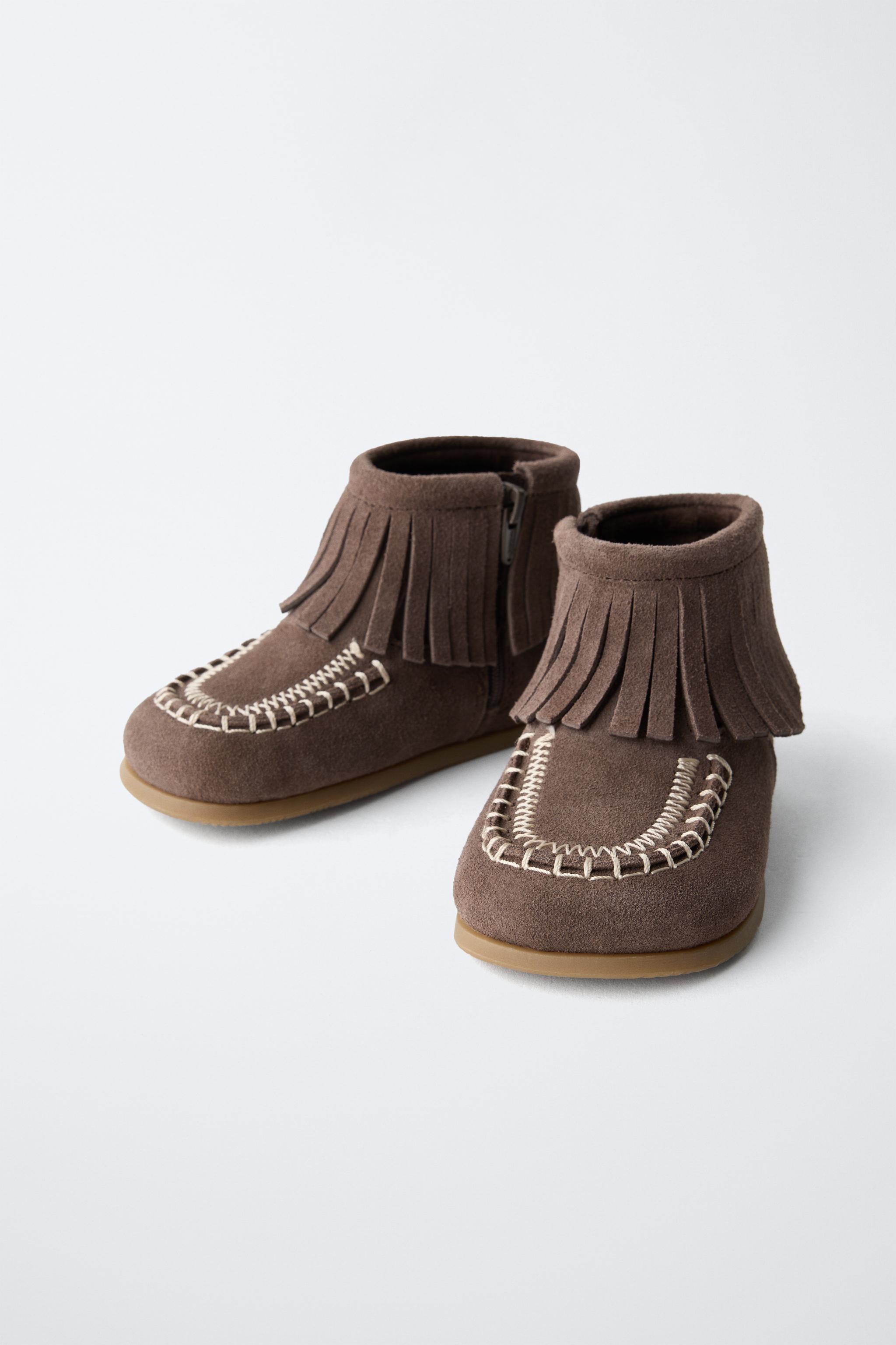 Детские ботинки Zara LEATHER FRINGE BAREFOOT BOOTS — фото 6