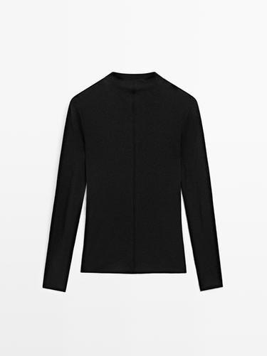 Zara Long sleeve T-shirt with seam detail - Black