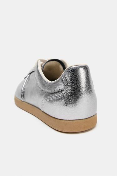 METALLIC LEATHER TRAINERS - Silver by Zara - Image 5