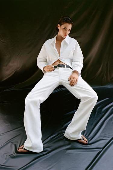 TRF WIDE-LEG LOW-RISE JEANS - White by Zara