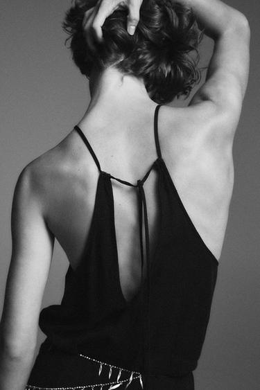 VESTIDO HALTER FRUNCES - Negro de Zara