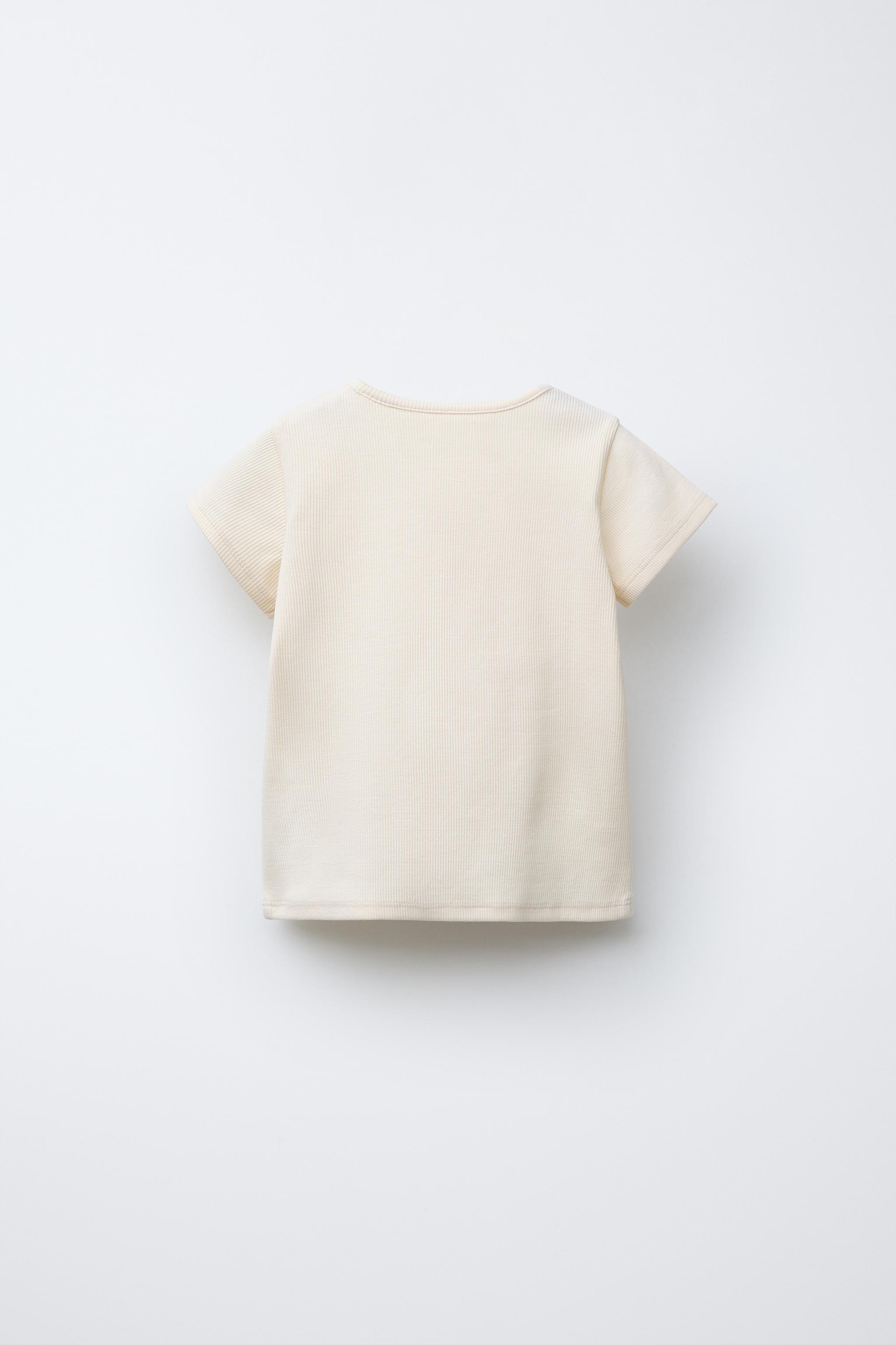 T-SHIRT CÔTELÉ FLEURS BRODÉES