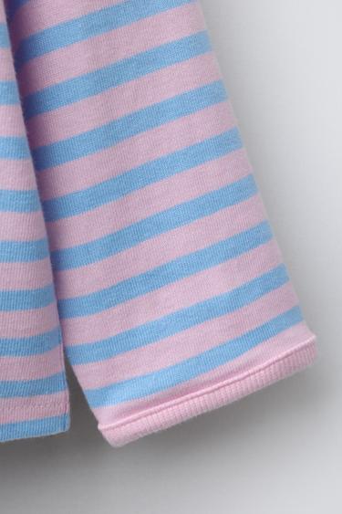 T-SHIRT À RAYURES CŒUR BRODÉ - Bleu pastel de Zara - Image 3