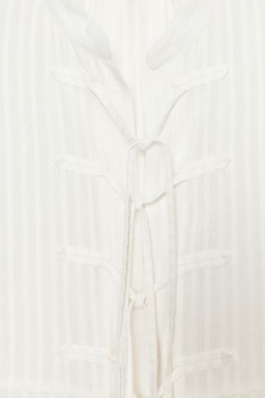 ZW COLLECTION STRIPED SHIRT WITH TIES - Ecru by Zara - Image 8