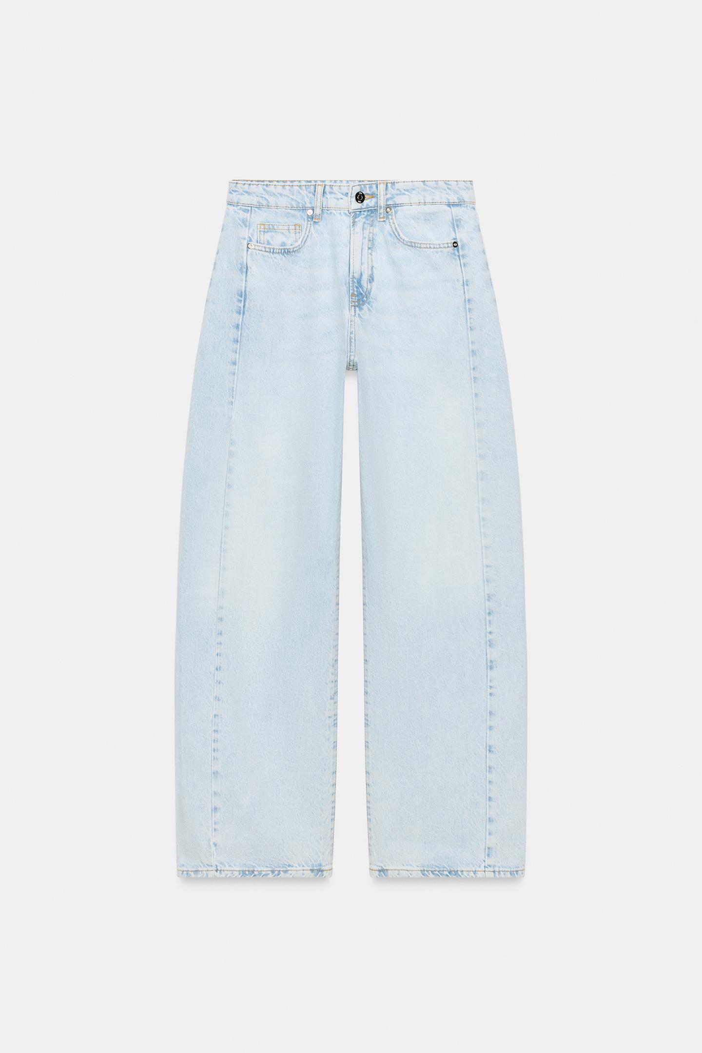 Женские джинсы Zara Z1975 High Rise Barrel, цвет: Светлый синий — фото 1