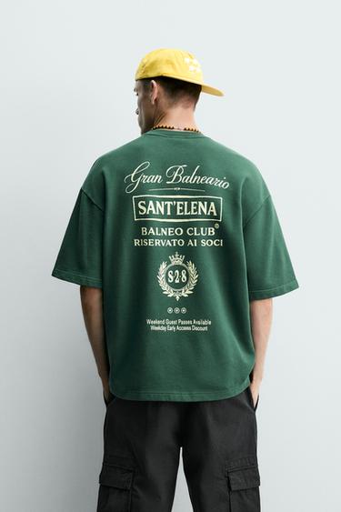 CONTRAST SLOGAN PRINT T-SHIRT - Green by Zara - Image 2