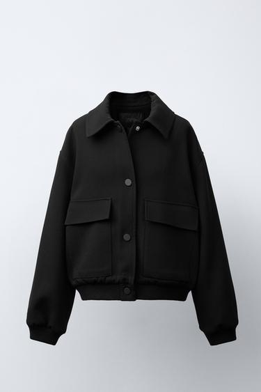 ქურთუკი ბომბერი ჯიბეები - Zara-ს Black