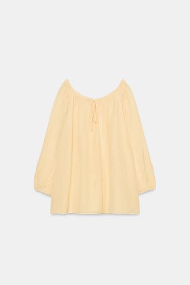 BLOUSE EN LIN ZW COLLECTION - Jaune pastel de Zara - Image 5